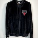 Nba  Chicago‎ Bulls Sweatshirt Jacket Hoodie Zip Up Womens Size XL Black Velour Photo 10