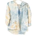 Rachel Zoe  Women Boho Tie Dye 100% Linen Hooded Button Up Shirt Top Size M Photo 1