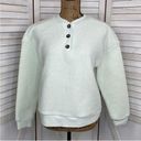 a.n.a . A New Approach Faux Sherpa Henley Pullover Sweatshirt Mint Green Small Photo 1