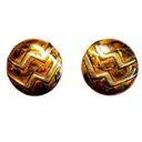 Monet Vintage  Button Earrings Tortoise Shell Gold Abstract 7/8 Inch Photo 0