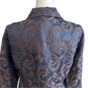 J.Jill  Jacket Top Blue Brown Scroll Linen Silk Blend Lightweight Jacket Size 4 Photo 5