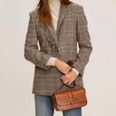 Mango  Wool Blend Fringe Plaid Blazer Sz S Photo 1