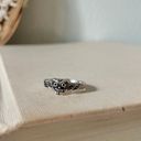 Tiny Owl Silver Ring Band Minimal Woodland Creature Rustic Simple Bird Wings Earthy Jewelry Photo 3