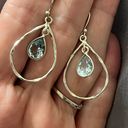 Free People 925 Solid Sterling Silver Genuine Topaz Hoop Earrings Photo 2