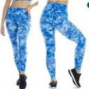 Luna K-DEER  Tie Dye Print High Waisted High Rise Sneaker Length Leggings Blue Photo 1