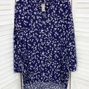 In Bloom Floral Bell Sleeve Tunic Shirt Dress Blue White Small Photo 6