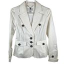 Mango MNG by  Womens Cotton Suit Jacket White Size 6 3 Blazer Cinched Waste Photo 0