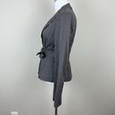 BCBGMAXAZRIA  Blazer Jacket Women S Gray Linen Pinstripe Belted Stretch Button Up Photo 6