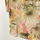 Tommy Bahama  Top Women Small Sheer Tropical Floral Print Popover Roll Tab Sleeve Photo 7