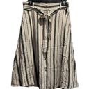 The Loft  Outlet White Gray Striped Button Through Midi Belted Skirt Size 4 EUC #6666 Photo 0