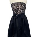 Shoshanna  Lace Satin Fit & Flare Mini Dress Strapless Black Ivory Womens 10 Photo 0