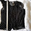 Worthington  Woman Sheer Black and white polka dot button down top sap sleeve Photo 8