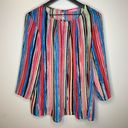 Isaac Mizrahi  Striped Multicolor Sheer Top Photo 0