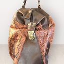 Bueno  Weekender Duffel Carry-on Bag Brown with Snakeskin Print and Brass Accents Photo 6