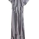 New Look  Women Black White Striped High Low MIDI Off  The Shoulder Dress Small Photo 0