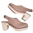 Loft // Beige Slingback Clogs Wood Heel Photo 0