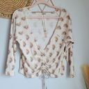 Anthropologie , New Sabrina Ivory Cinched Ditsy Floral V-neck Knit Top Size XL Photo 14