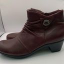 Earth Origins  Mallory Leather Booties 8.5M ankle heel burgundy Photo 0