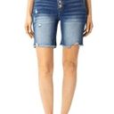 Bermuda KanCan Women's Moss High Rise Button Fly Distressed  Shorts Small Photo 6