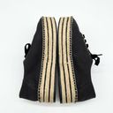 DKNY  Womens 9.5 Adrian Platform Canvas Espadrille Sneaker Black Gold Preppy Photo 6