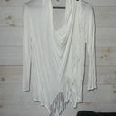 The Moon SUN &  Women’s White Wrap Front Fringe Detail Cardigan Size S Photo 0