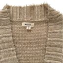 Debut  Cardigan Taupe Cream Stripe Open Front Eyelash Soft Cardigan Sweater Small Photo 1