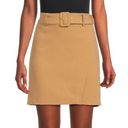 Ellen Tracy  Belted Straight Faux Wrap Mini Skirt Camel Tan L Photo 0