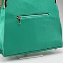 Lux teal hard bottom and side shoulder bag gold accent Photo 8