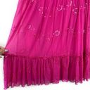 American Vintage NEW Vintage Y2K Pink Tiered Ruffle Sequin Midi Skirt Butterfly Fairy Boho M Photo 2