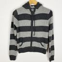 Brandy Melville Alana Striped Wool Blend Zip Hoodie Sweater One Size Gray Photo 0