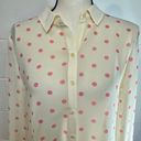 Hinge  Long Sleeve Cream & Pink Polka Dot Button Up Blouse Photo 1