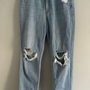 American Eagle Mom Jeans in Light Wash with Distressing Photo 0