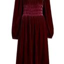 Hill House NWT  The Jasmine Nap in Burgundy Velvet Smocked Midi Dress XS Photo 0