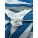 Caslon  Womens Blouse Blue White Striped Cap Sleeve Keyhole Coastal Cotton S New Photo 6