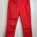 Seven7 Seven Distressed Denim Cropped Jeans Red Orange Color Women’s Size 12 READ Below Photo 0