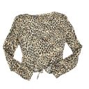 Majorelle  - Waldorf Long Sleeve Animal Print Tie Front Top in Brown & Cream Photo 3