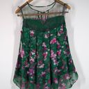 Notte Marchesa  Floral Chiffon Sleeveless Top Green Pink Size 2 Preowned FLAWS Photo 1