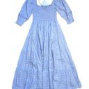 Hill House NWT  Nesli Nap Dress in Diana Check Blue Plaid Smocked Midi Ruffle XS Photo 0