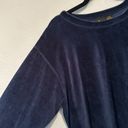 Liz Claiborne Vintage  Sport Petite Velour navy long sleeve sweatshirt size M Photo 2