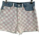 Juicy Couture  Pink Checkerboard Denim Cutoff Shorts Size 26 Photo 0