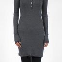 LA Made New  Striped Ribbed Knit Long Sleeve Henley Mini Dress Navy Grey Photo 3