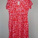 Daisy Pink  Women's Red Floral Pocket Scoop Neck Short Sleeve Dress XL Photo 1