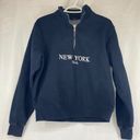 John Galt New York U.S.A. Sweatshirt 1/4 zip pullover US flag patch womens sz S Photo 0