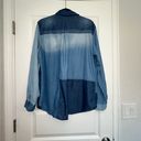 Pilcro Anthropologie Color Block Chambray Denim Long Sleeves Button Front Shirt Top Photo 7