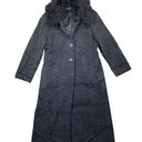 Saks fifth avenue wool fur trim long pea coat Black Size 10 Photo 0