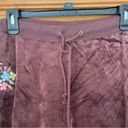 BCBGMAXAZRIA  Vintage Y2K Chocolate Brown Embroidered Velour Track Pants Photo 4