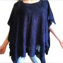 New York And Company  Poncho Top Navy Crochet Knit Lagenlook Boho Beach Cover Up Photo 5