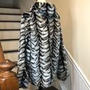 Dennis Basso  Snow Tiger Faux Fur REVERSES to Black Coat Fur Trim Sz M Photo 13