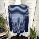 Michael Stars  Women's Striped Thermal Long Sleeve Top Navy Blue Gray One Size Photo 3