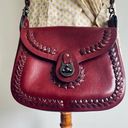 Halikarnas Vintage Crossbody Purse Burgundy Leather Handmade Braided Details Red Photo 0